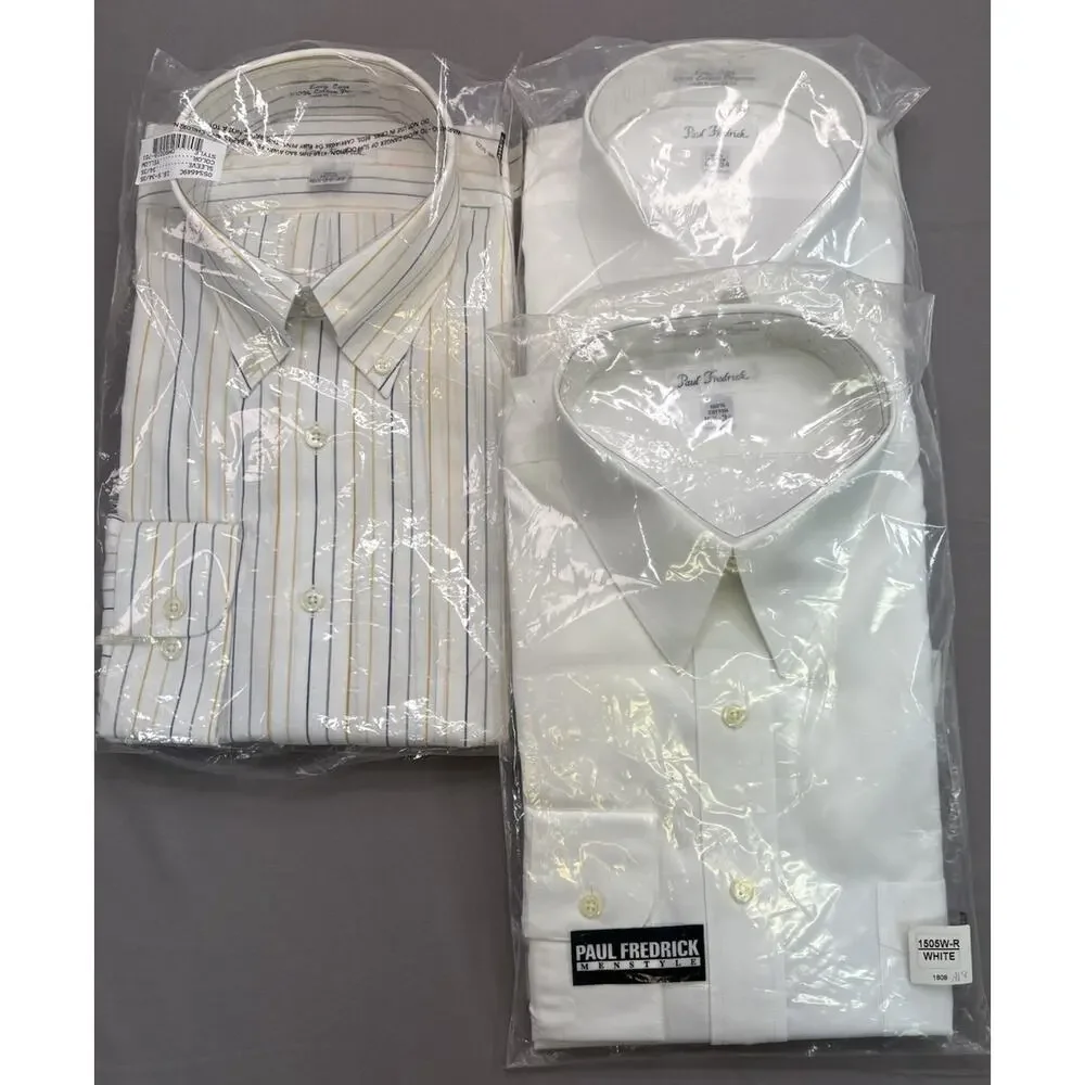 Lot of 3 NEW IN PACKAGES PAUL FREDERICK SHIRTS 16 1/2 -34 - Picture 1 of 7
